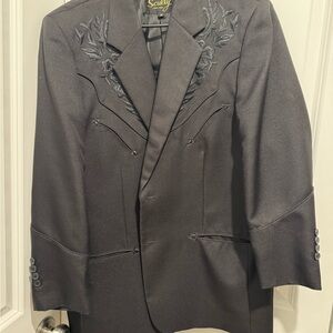 Stylish Black Embroidered Men's Blazer
